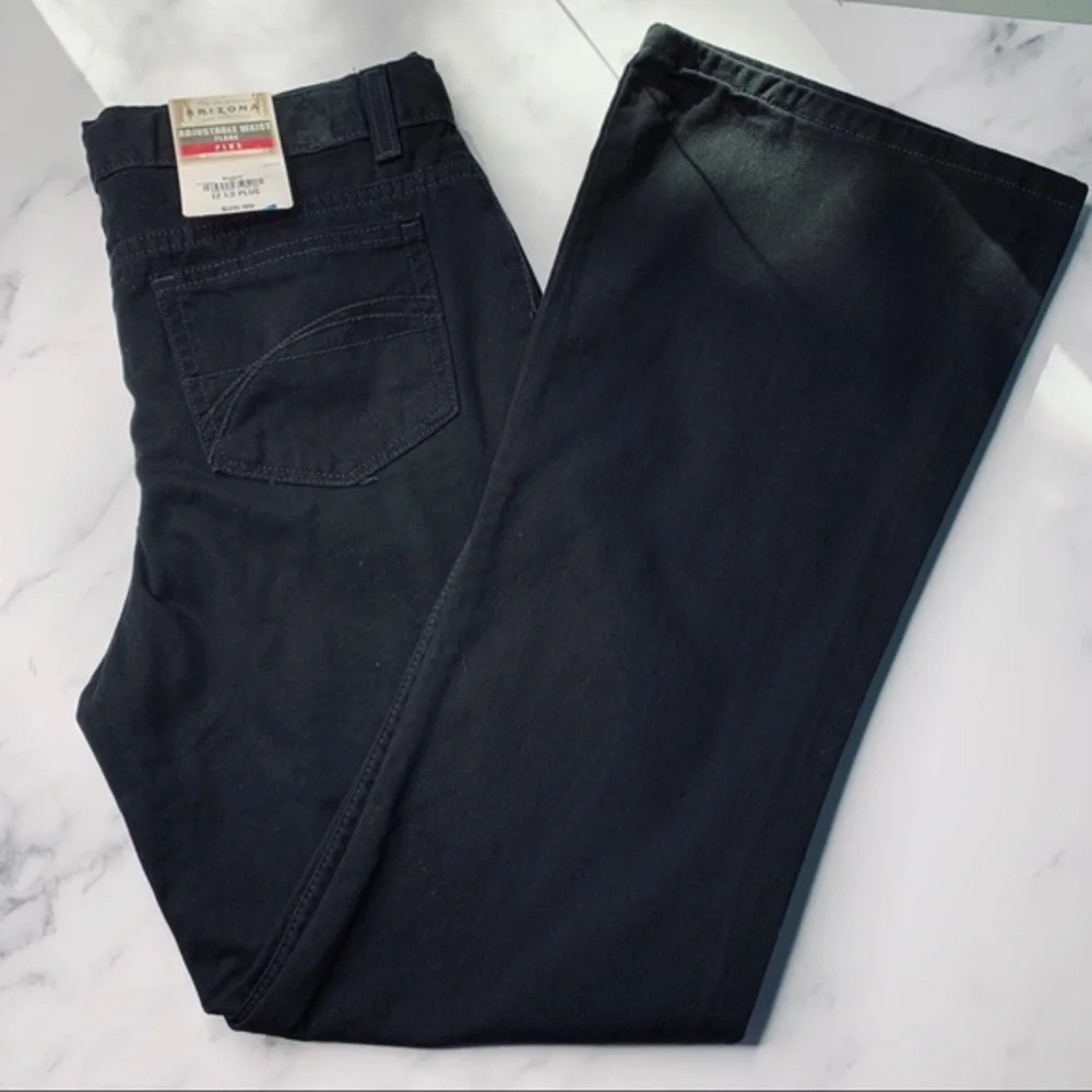 Arizona Adjustable Waist Black Flare Jeans Plus Sz